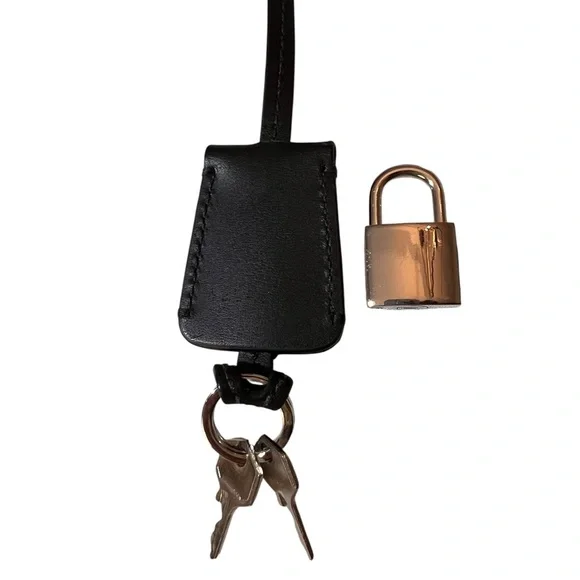 Coach Silver Padlock and Black Leather Clochette with two keys - Picture 10 of 15